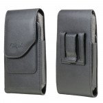 Wholesale PU Leather Vertical Cell Phone Holster Pouch with Magnetic Auto-Closure and Card Slot (Black)