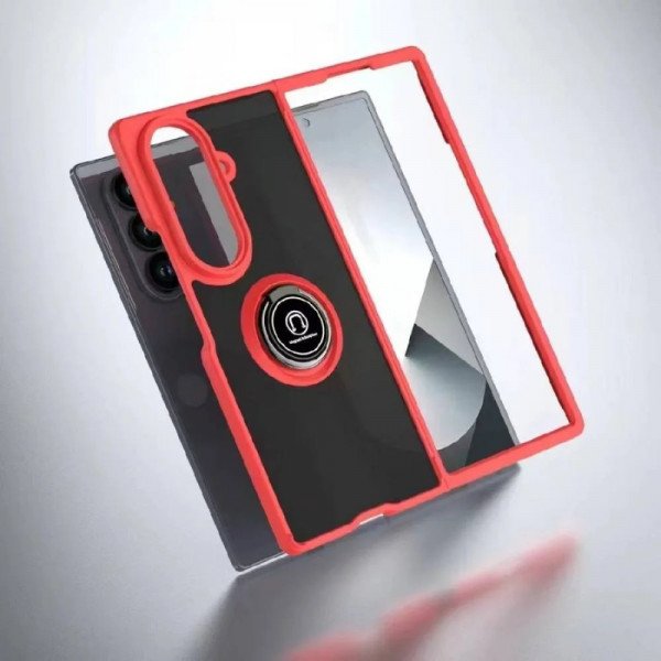 Wholesale Slim Hybrid Shockproof Phone Case with Kickstand Ring for Samsung Galaxy Z Fold 7 (Red)