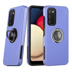 Dual Layer Armor Hybrid Stand Ring Case for Samsung Galaxy A03s (USA), A02s (Purple)