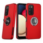 Dual Layer Armor Hybrid Stand Ring Case for Samsung Galaxy A03s (USA), A02s (Red)
