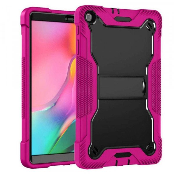 Wholesale Shockproof Durable Heavy Duty Hybrid Sturdy Kickstand Protective Tablet Cover Case for Samsung Galaxy Tab A7 Lite (2021) (Hot Pink/Black)