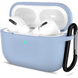 Premium Soft Silicone Skin Shockproof Protective Cover with Keychain Carabiner for Apple Airpod Pro 2 / 1 (Light Blue)