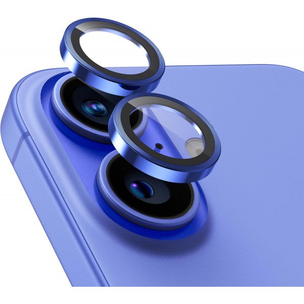Wholesale Premium Guard Titanium Alloy HD Tempered Glass Camera Lens Protector for Apple iPhone 17, 16, iPhone 16 Plus (Blue)