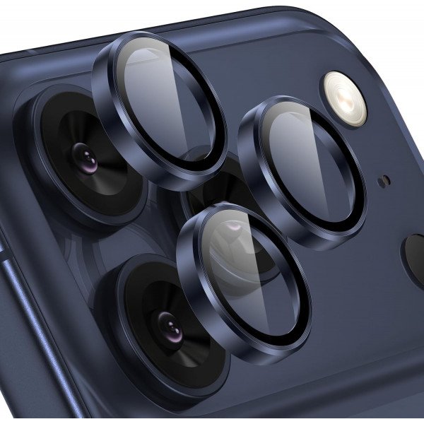 Wholesale Premium Guard Titanium Alloy HD Tempered Glass Camera Lens Protector for Apple iPhone 17 Pro Max / 17 Pro (Blue)