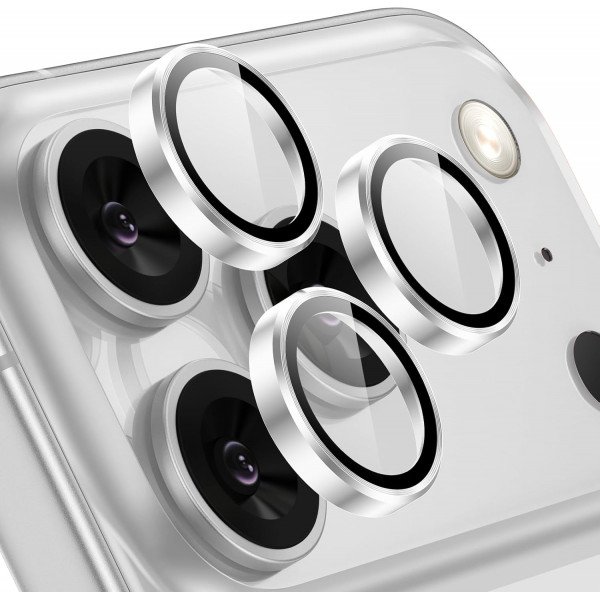 Wholesale Premium Guard Titanium Alloy HD Tempered Glass Camera Lens Protector for Apple iPhone 17 Pro Max / 17 Pro (Silver)
