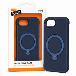 Translucent Matte Finish MagSafe Compatible Phone Case with 360 Rotating Magnetic Kickstand for Apple iPhone 17e / 16e (Blue)