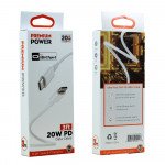 Wholesale USB C / Type C Phone, Tablet 20W PD Fast Charging USB-C to USB-C Cable 3FT (White)