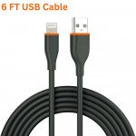 Wholesale 6FT iPhone Lightning USB Cable 2.4A Heavy-Duty Durable Soft Flexible Tangle-Free Charging and Sync Cord Packaged in Resealable Plastic Bag for Universal iPhone and iPad Devices (Black)