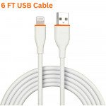 Wholesale 6FT iPhone Lightning USB Cable 2.4A Heavy-Duty Durable Soft Flexible Tangle-Free Charging and Sync Cord Packaged in Resealable Plastic Bag for Universal iPhone and iPad Devices (White)