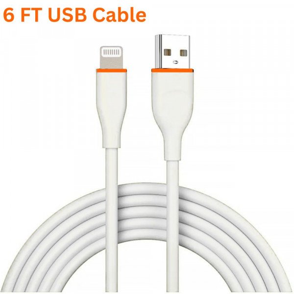 Wholesale 6FT iPhone Lightning USB Cable 2.4A Heavy-Duty Durable Soft Flexible Tangle-Free Charging and Sync Cord Packaged in Resealable Plastic Bag for Universal iPhone and iPad Devices (White)