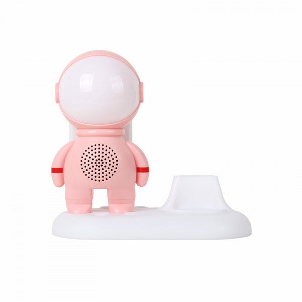 Wholesale Space Ranger Astronaut Design LED Lights Portable Wireless Bluetooth Speaker with Phone Stand YM090 for Universal Cell Phone And Bluetooth Device (Rose Gold)