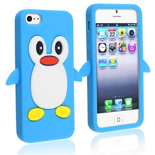 Wholesale iPhone 5 3D Penguin Case (Light Blue)