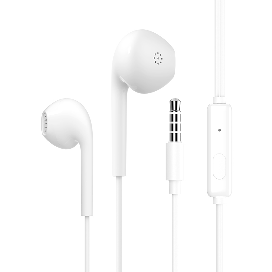 Nose Isloation High Sound Stereo Sound EarPHONEs with MicroPHONE 3.5mm Aux Auxiliary Cable (White)