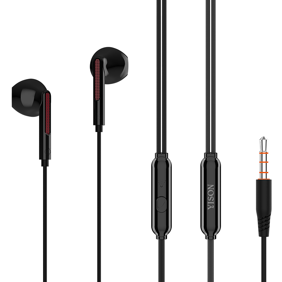 COOL Fashion High Sound Stereo Sound Earphones with Microphone 3.5mm Aux Auxiliary Cable (Black)