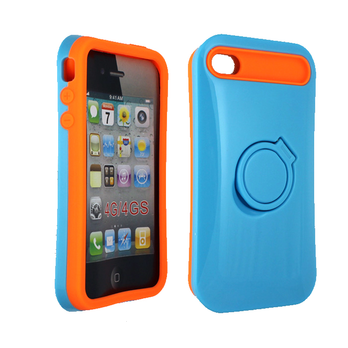 Gabb Phone Phone Cases For Wholesale IPhone 4S Gummy Glow Case (Light Blue  Orange)