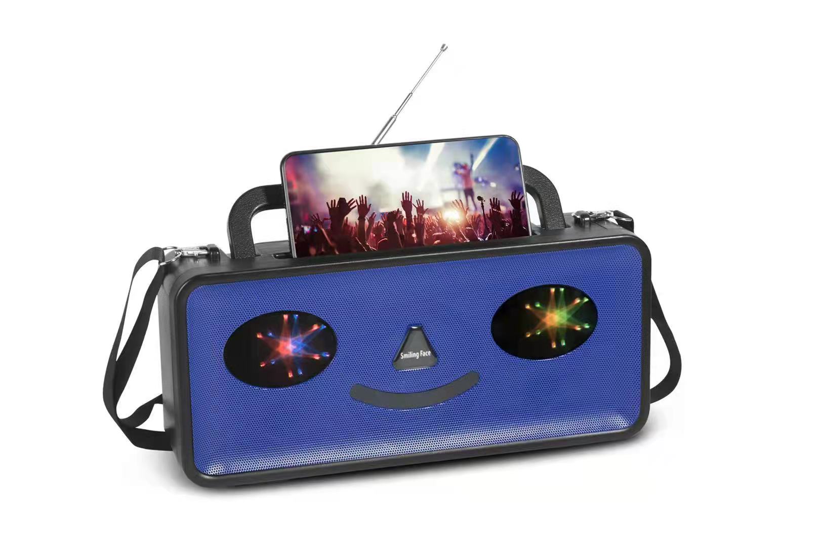 ''Big Smiling Face Design Portable Bluetooth Speaker  for Phone, Device, MUSIC, USB (Blue)''
