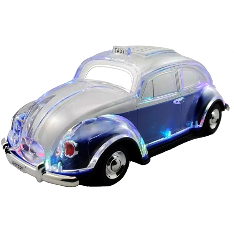 Crystal Clear Beetle Style Design Taxi Car Portable Bluetooth Speaker WS1937 (Blue)