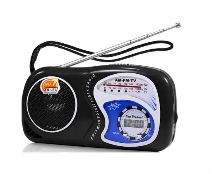 Pocket Radio Clock AM FM SPEAKER Uses AA Battery [No Bluetooth Feature] YS2019 (Black)