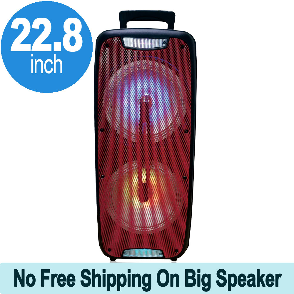 Large LED Carry Handle Bluetooth Speaker with MicroPHONE and Wireless Remote QS220 (Red)