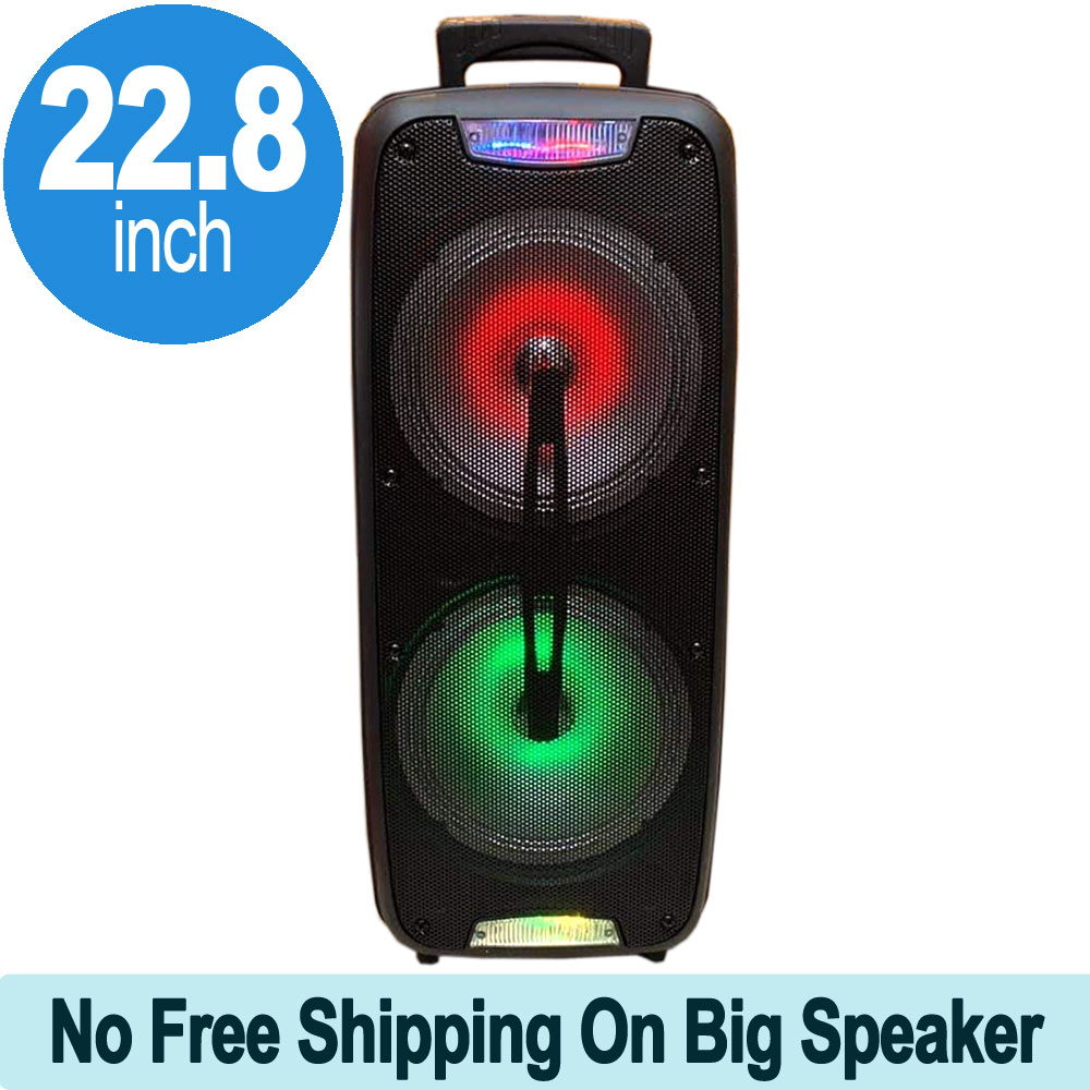 Large LED Carry Handle Bluetooth SPEAKER with Microphone and Wireless Remote QS220 (Black)