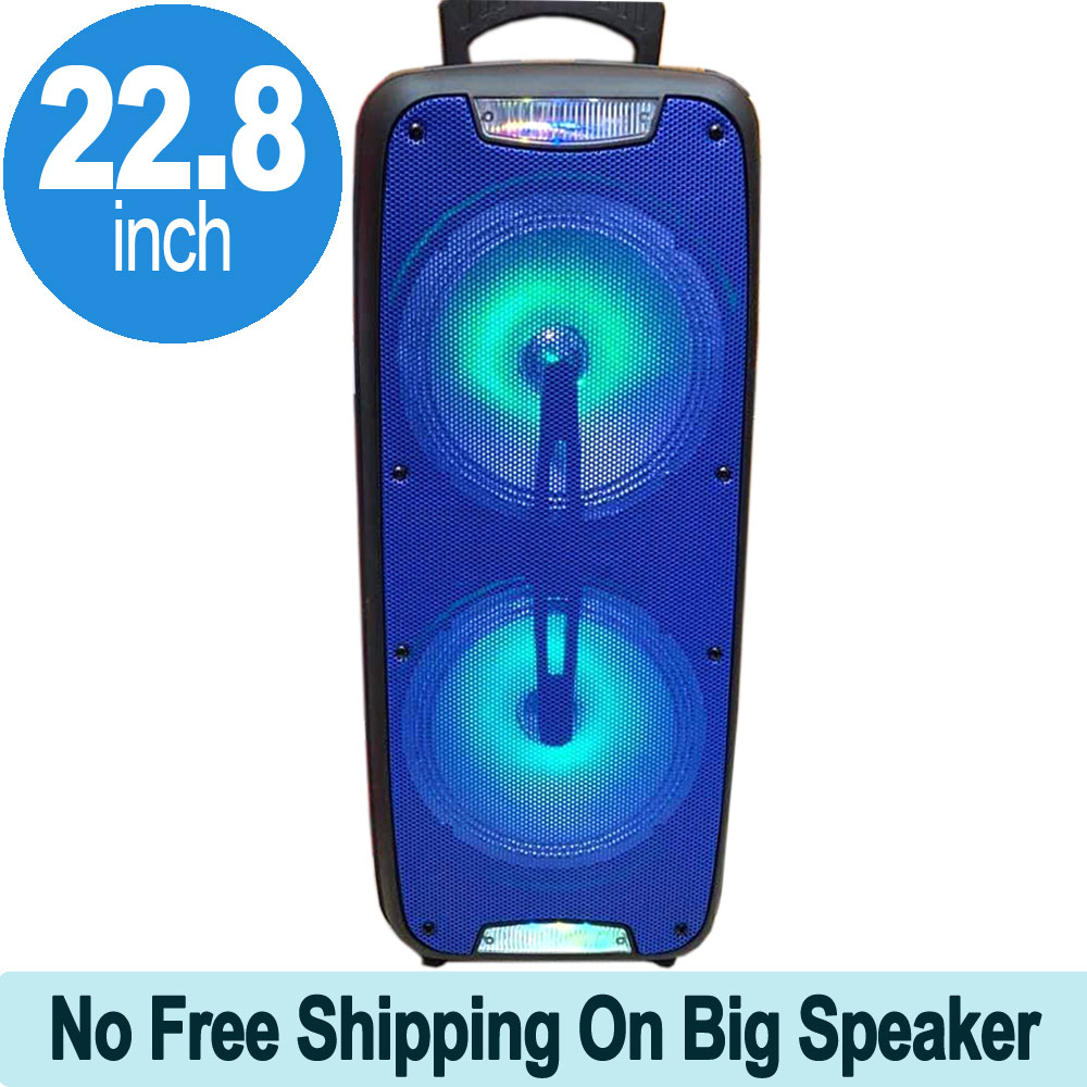 Large LED Carry Handle Bluetooth SPEAKER with Microphone and Wireless Remote QS220 (Blue)