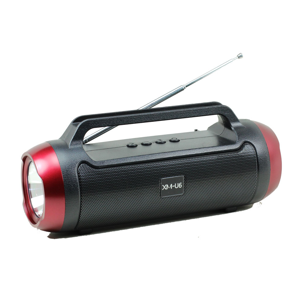 High FLASHLIGHT Portable Bluetooth Speaker with Carry Handle XMU6 (Red)