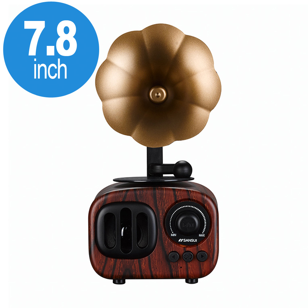 Retro Classic VINTAGE Phonograph Recorder Player Design Portable Bluetooth Speaker B7 (Brown)