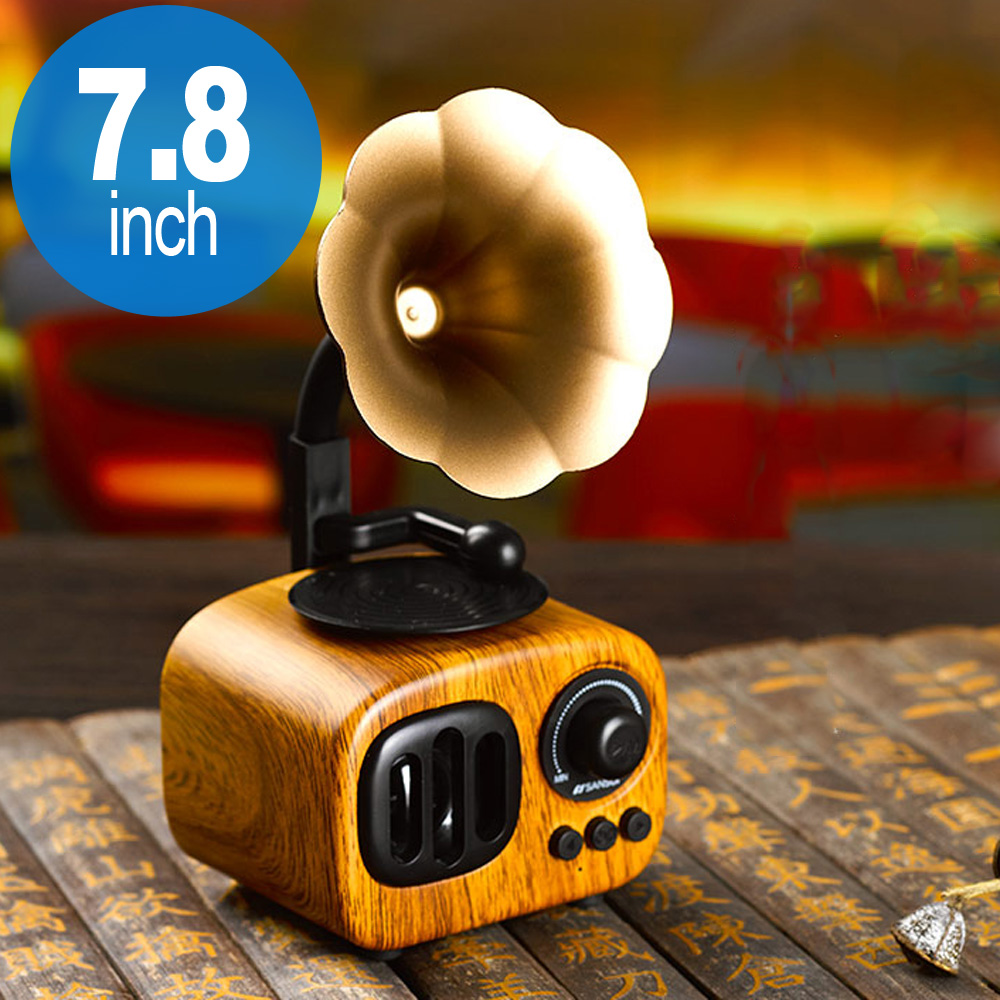 Retro Classic VINTAGE Phonograph Recorder Player Design Portable Bluetooth Speaker B7 (Gold)