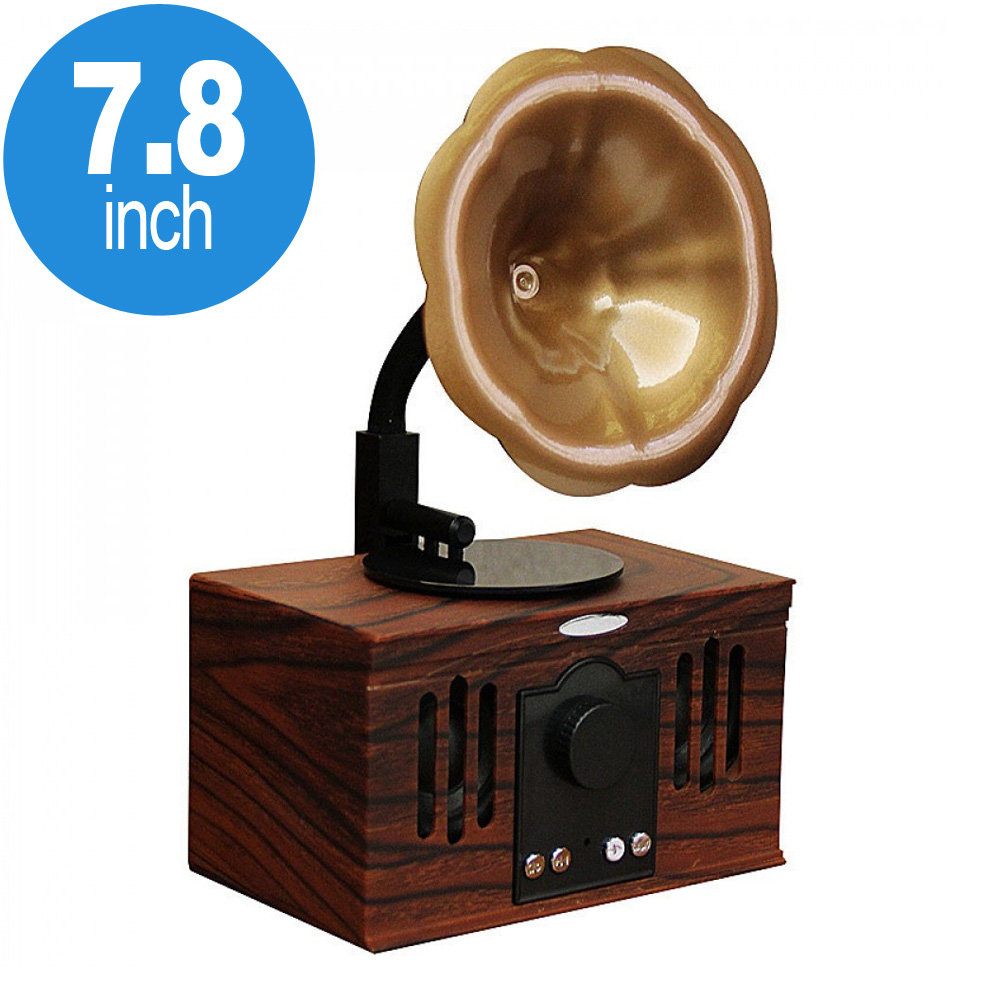 Retro Classic Wooden Phonograph Recorder Player Design Portable Bluetooth SPEAKER B8 (Brown)