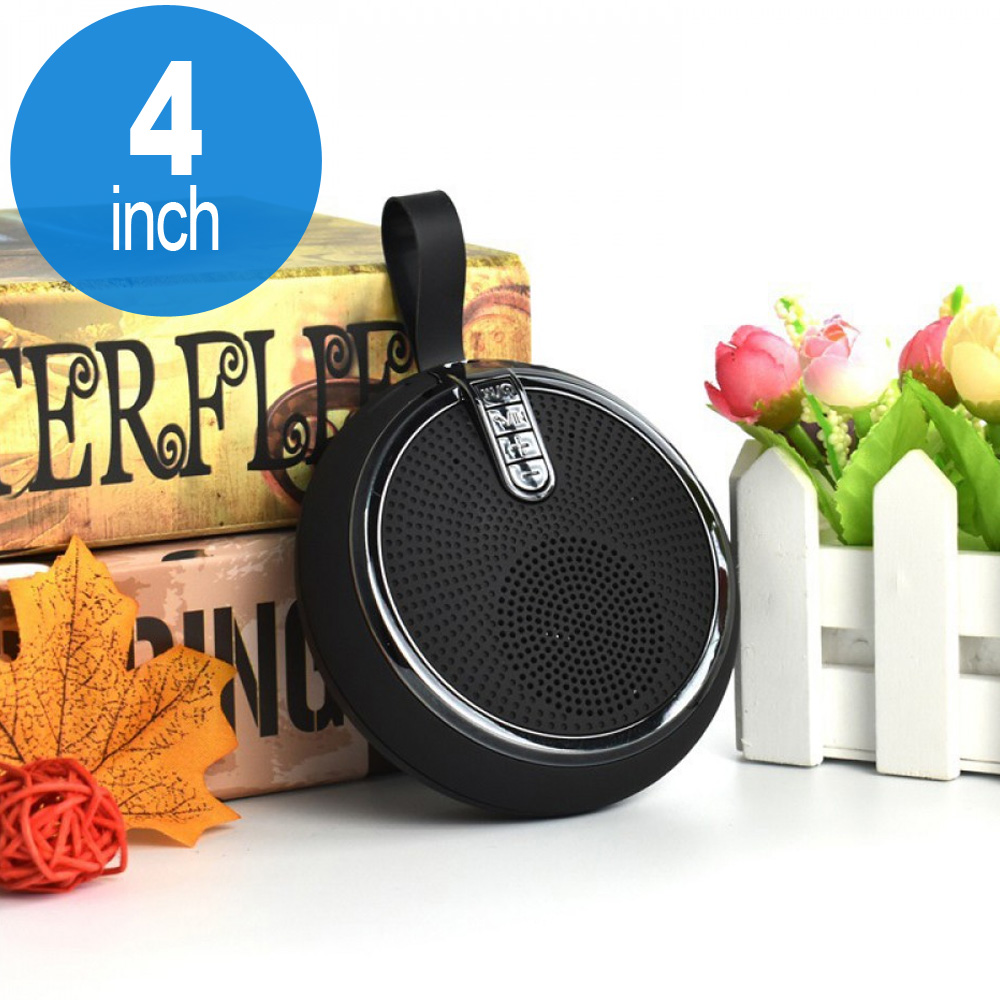 Round Style Portable Bluetooth Speaker with Carry Strap BS119 (Black)