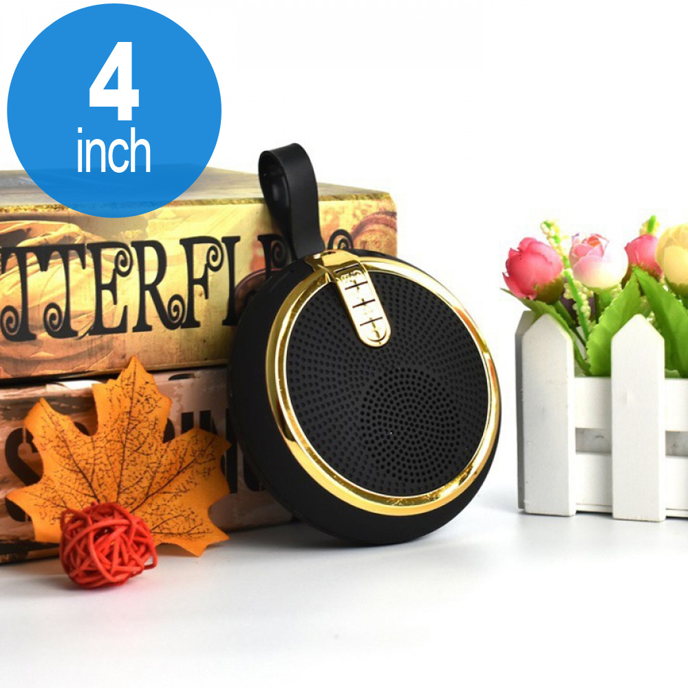 Round Style Portable Bluetooth Speaker with Carry Strap BS119 (Gold)