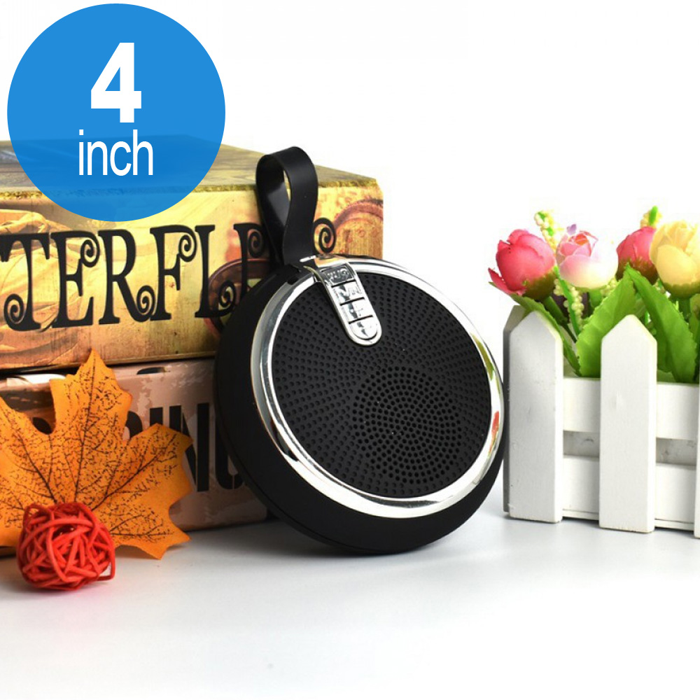 Round Style Portable Bluetooth Speaker with Carry Strap BS119 (Silver)