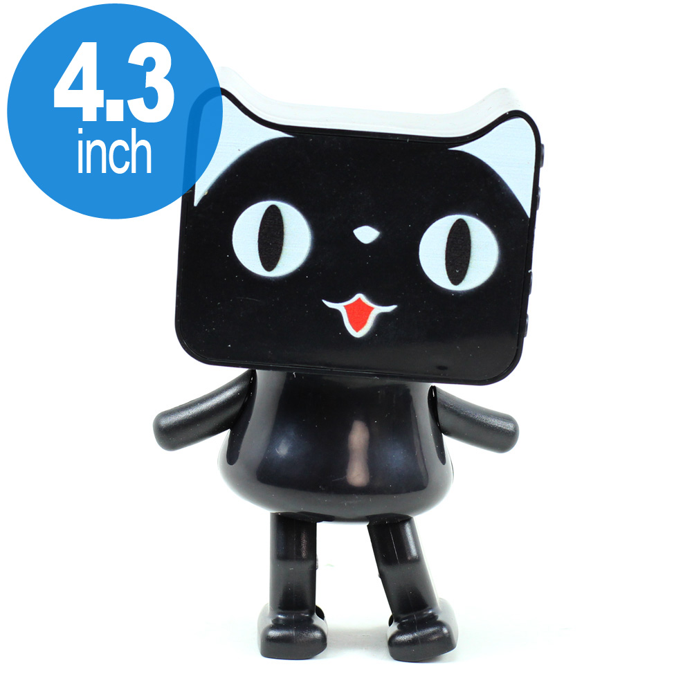 Smart MUSIC Dancing Cat Portable Bluetooth Speaker with Strap Cute Cat (Black)