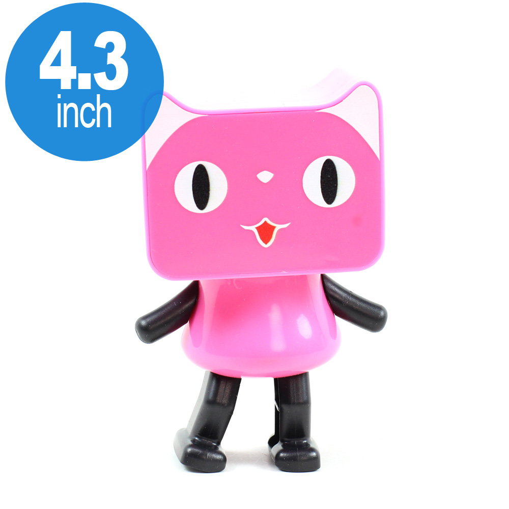 Smart Music Dancing Cat Portable Bluetooth SPEAKER with Strap Cute Cat (Pink)