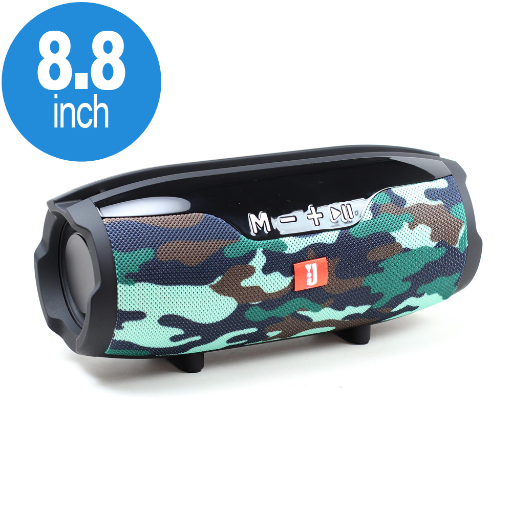 Drum Style Loud Portable Bluetooth Speaker with PHONE Holder and Long Strap E14+ (Camo)