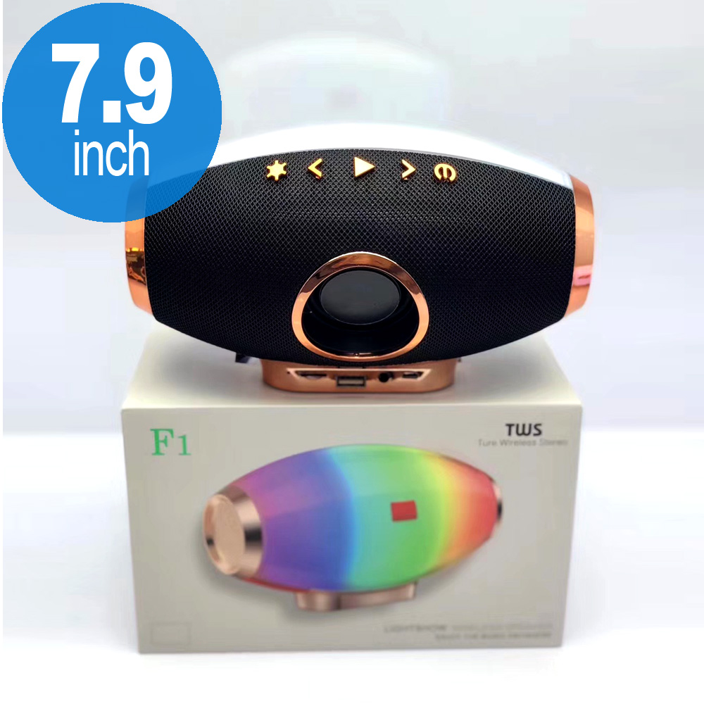 Premium Rainbow LED Light Portable Bluetooth SPEAKER F1 (Black)