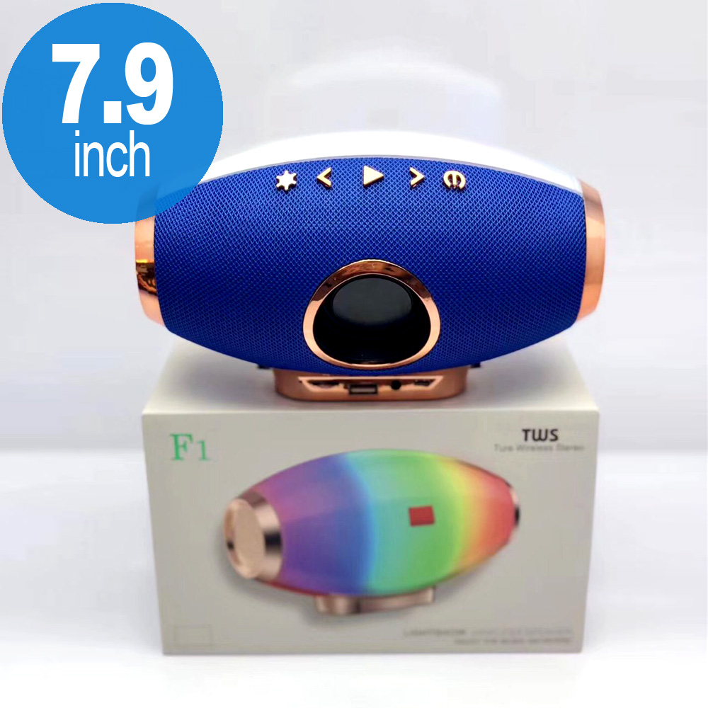 Premium Rainbow LED Light Portable Bluetooth Speaker F1 (Blue)