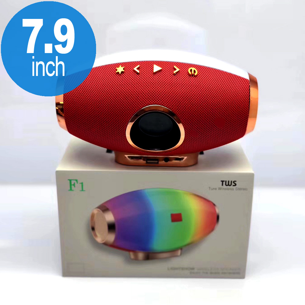 Premium Rainbow LED Light Portable Bluetooth Speaker F1 (Red)