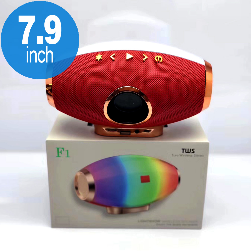 Premium RAINBOW LED Light Portable Bluetooth Speaker F1 (Red)