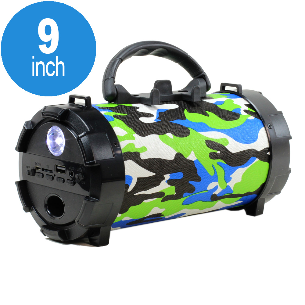 Flash Light Button Cool Design Portable Bluetooth Speaker with Handle and Holder PT2 (Camouflage)