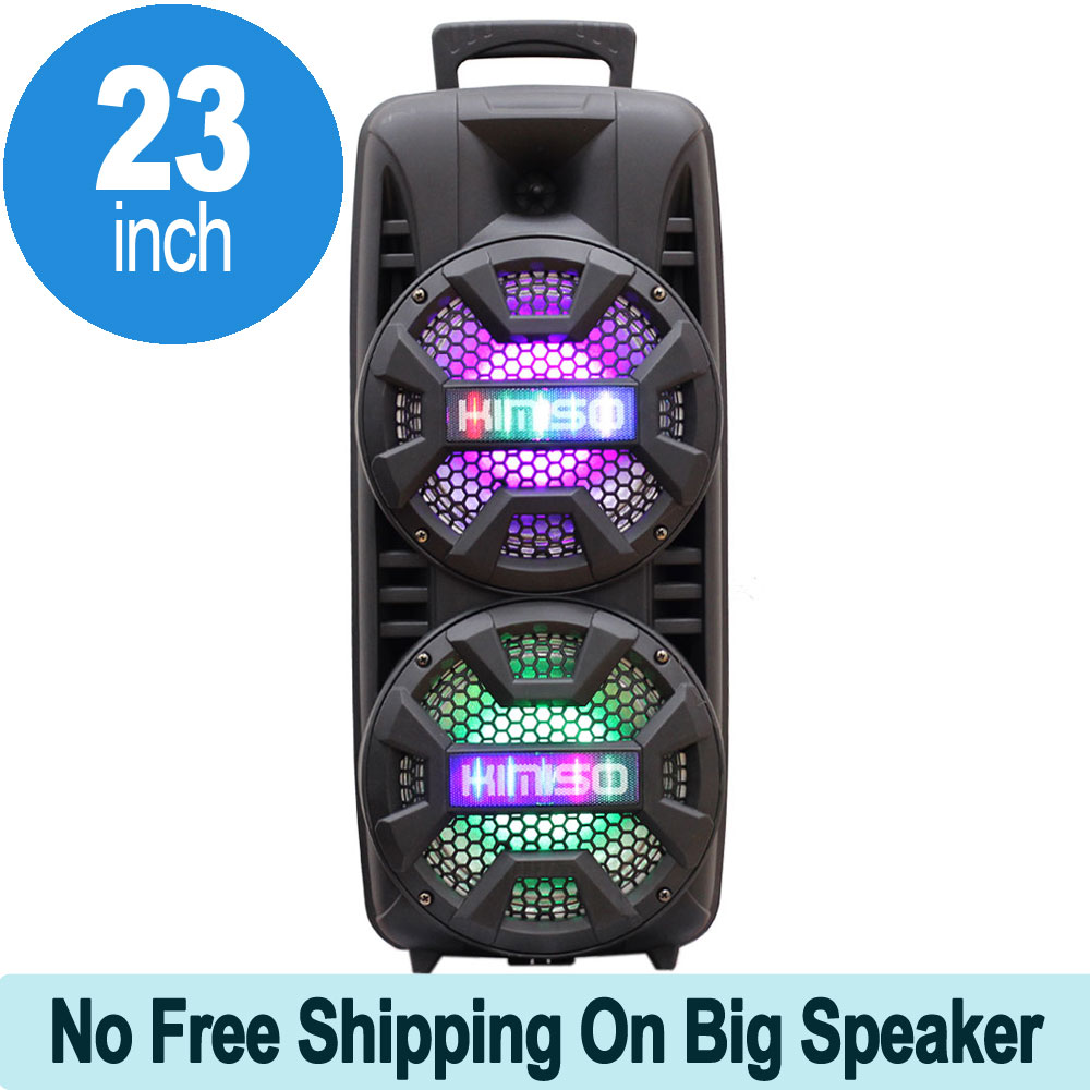 LED High Tall Portable Carry Handle Bluetooth Speaker with MicroPHONE and Remote QS210 (Black)