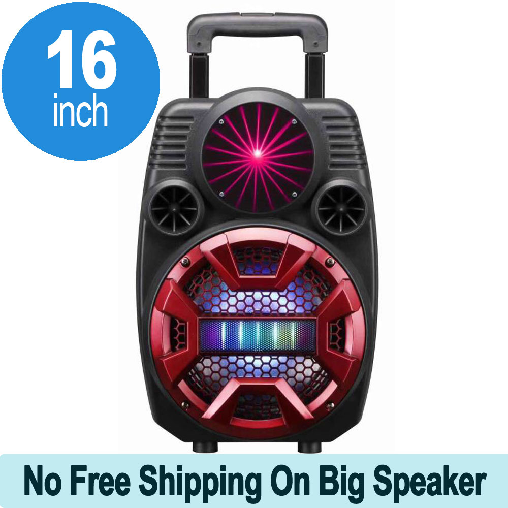 Cool Flashing LED Trolley Portable Bluetooth SPEAKER with Microphone and Remote QS2801 (Red)