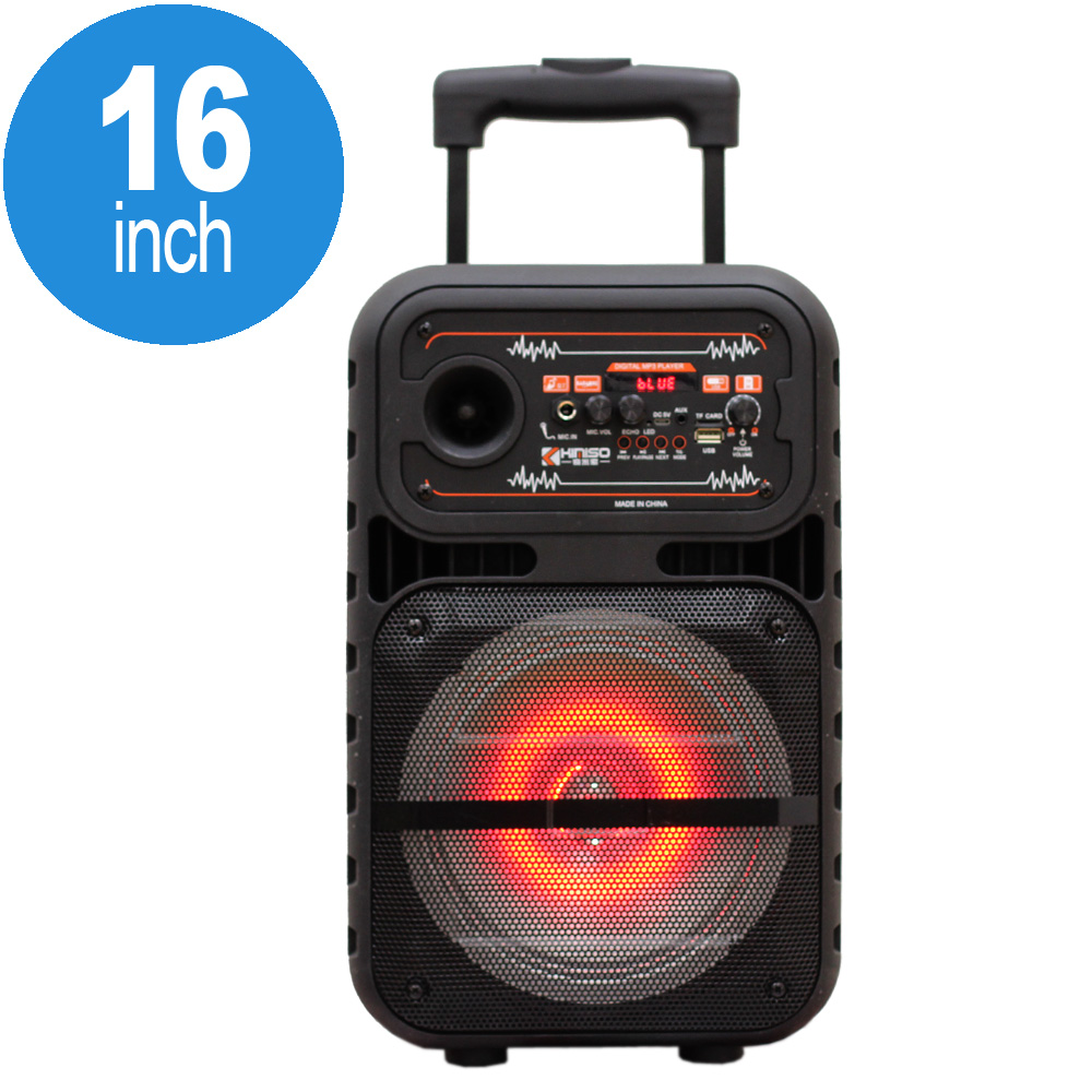 Trendy LED Trolley Portable Bluetooth Large Speaker with MicroPHONE and Remote QS807 (Black)
