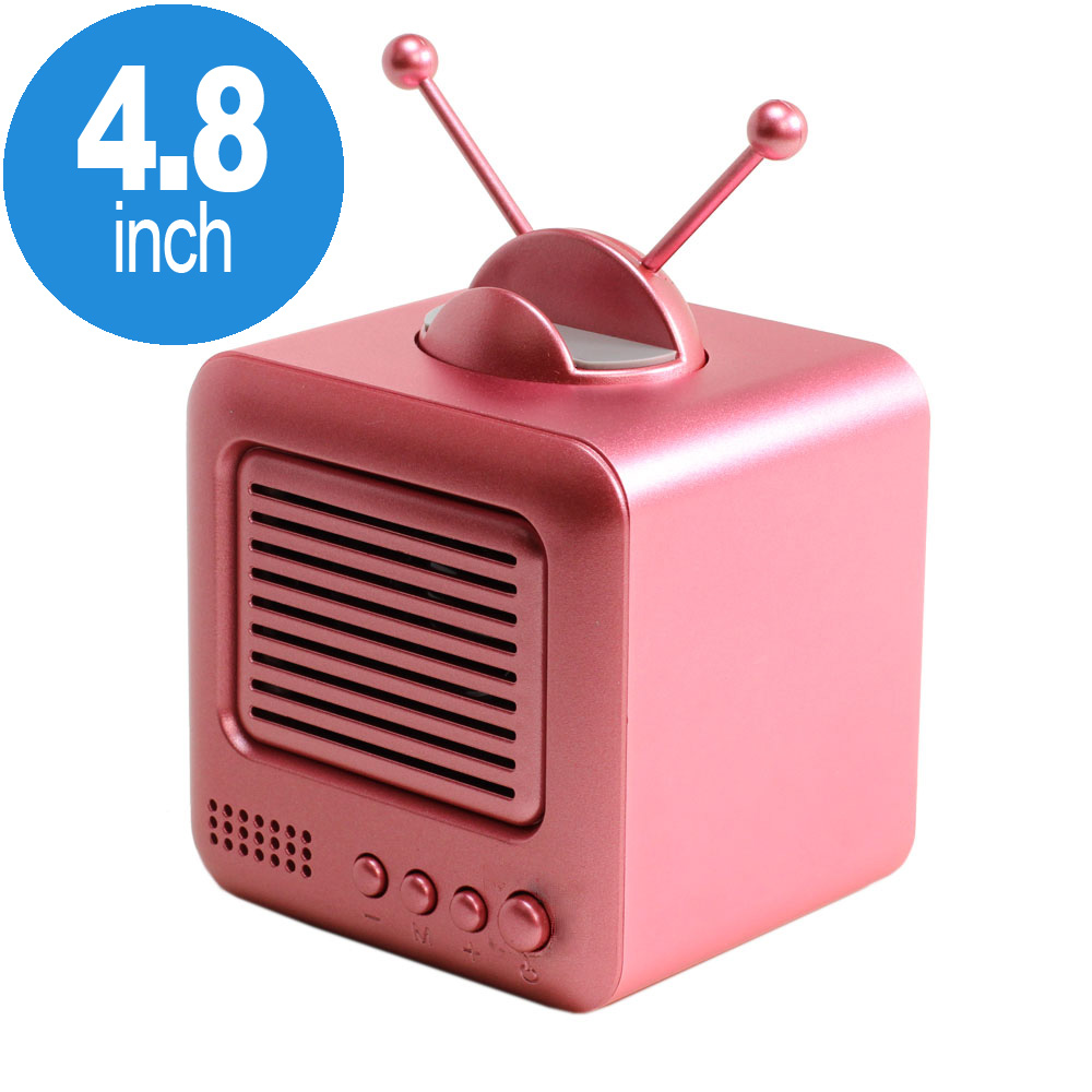 Retro TV Design Heavy Bass Portable Bluetooth Speaker S117 (Pink)