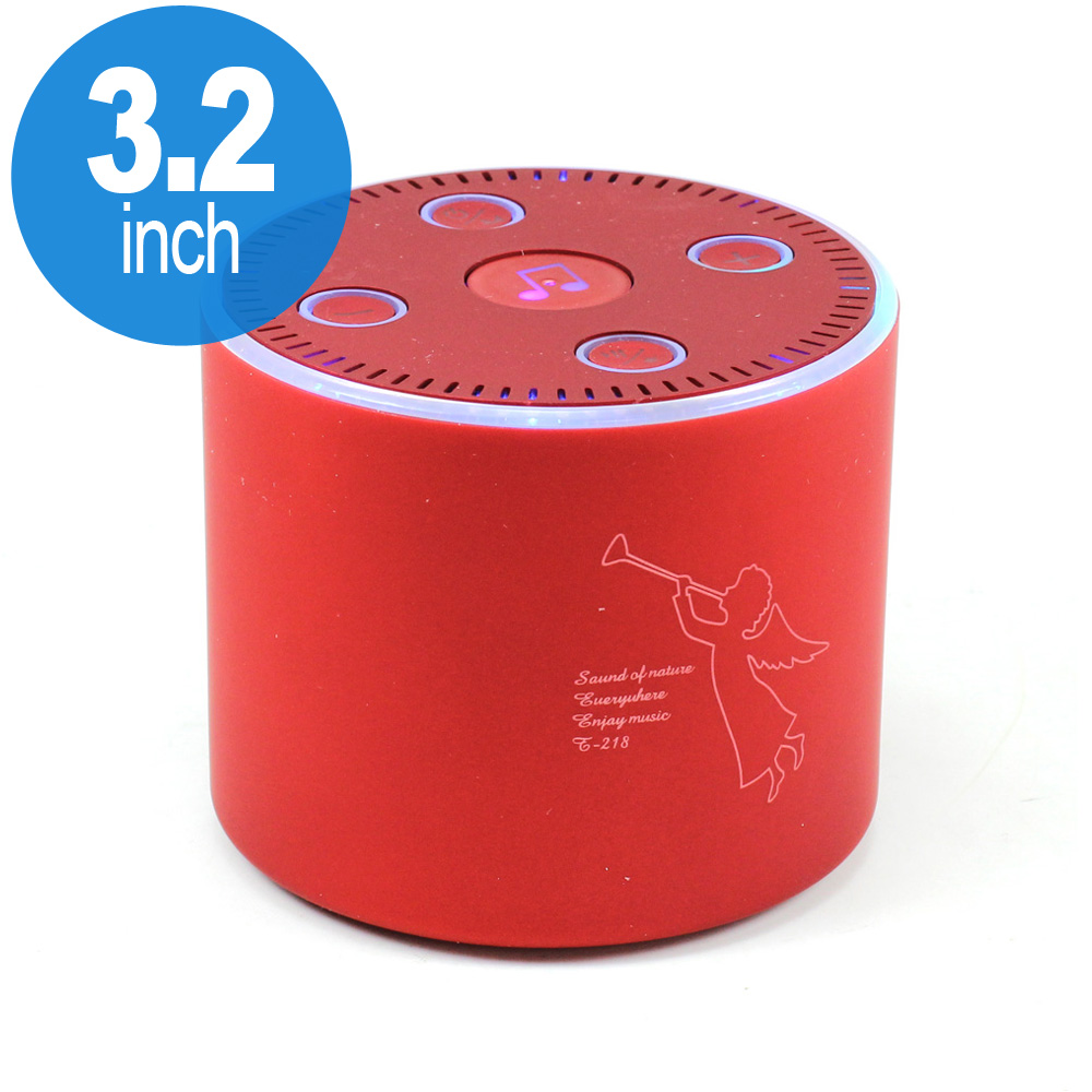 LED Light Angel Active Portable Bluetooth Speaker T-218 (Red)Micro 2A USB V8V9 Heavy Duty Cable 6 ft