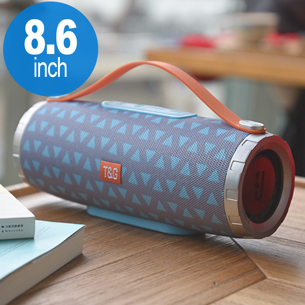 Extreme Drum Style Portable Bluetooth Speaker with Handle Strap TG109 (Gray Blue)
