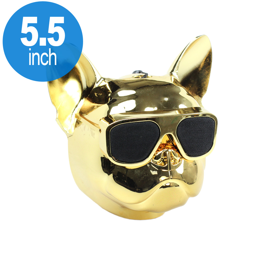 Large Cool Design Sunglasses Pit Bull Dog Portable Bluetooth Speaker X15 (Gold)