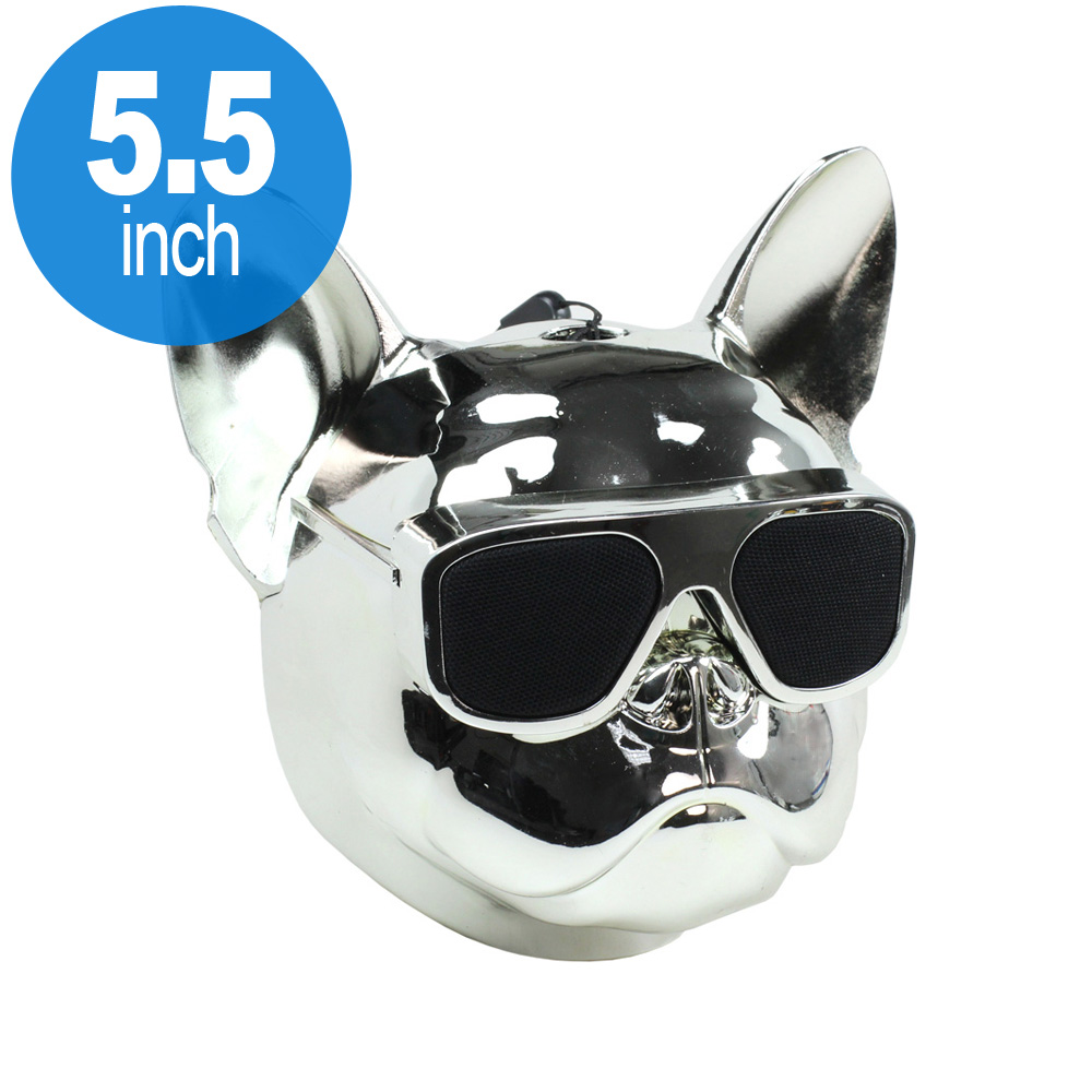 Large Cool Design Sunglasses Pit Bull Dog Portable Bluetooth Speaker X15 (Silver)