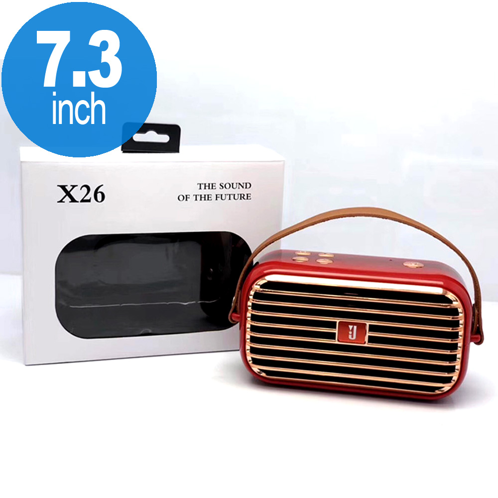 Retro Boom Box Radio Style Portable Bluetooth Speaker X26 (Red)