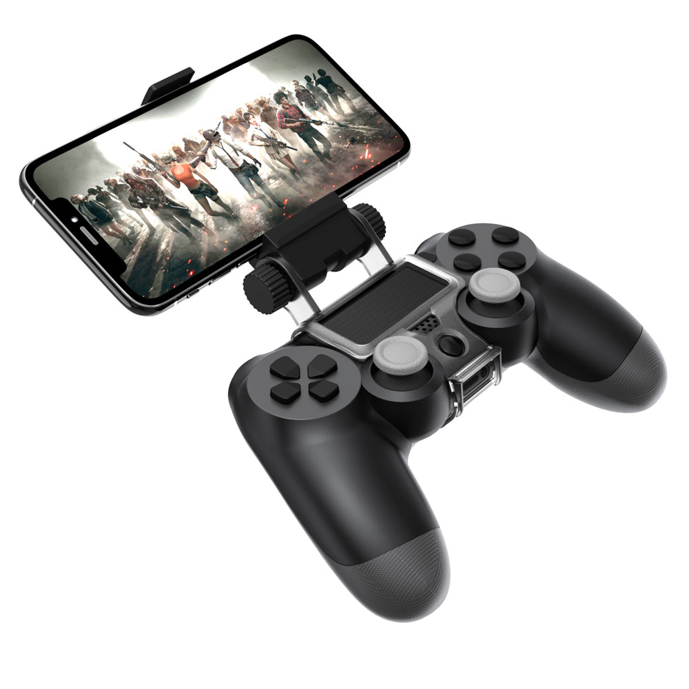 Universal Cell Phone Clamp Bracket Holder with Adjustable Stand for PLAYSTATION 4 Controller (Black)